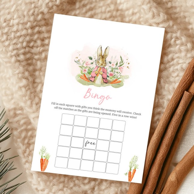 Pink Peter Rabbit Baby Shower Bingo Game (Von Creator hochgeladen)