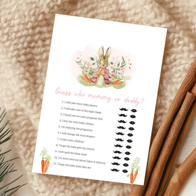 Pink Peter Rabbit Baby Shower Guess Who Game (Von Creator hochgeladen)