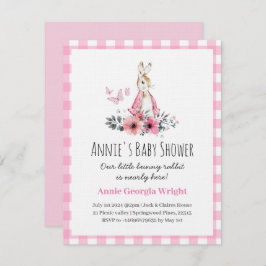 Pink Peter Rabbit Einladung Babydusche niedlich