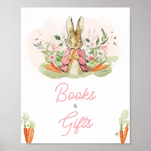 Pink Peter Rabbit Kinderdusche Bücher und Geschenk Poster (Vorne)