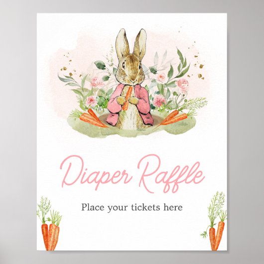Pink Peter Rabbit Kinderduschmaschine Windelwanne Poster (Vorne)