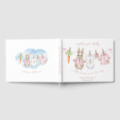 Pink Peter the Rabbit Clothesline Baby Shower Gästebuch (Voll)