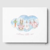 Pink Peter the Rabbit Clothesline Baby Shower Gästebuch (Rückseite)