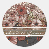 Pink Petunia auf Damasketikern Runder Aufkleber (Vorderseite)