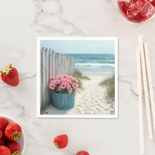 Pink Petunia Beach Basket Serviette (Beispiel)