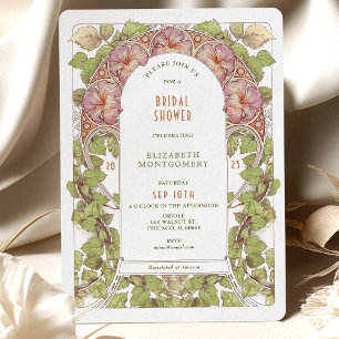 Pink Petunia Brautparty im Art Nouveau Deco-Stil Einladung