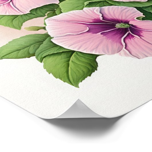 Pink Petunias Blume Art Print Poster (Ecke)