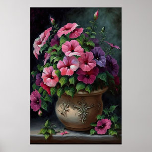 Pink Petunias Blume Art Print Poster