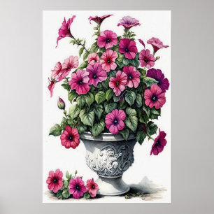 Pink Petunias Blume Art Print Poster