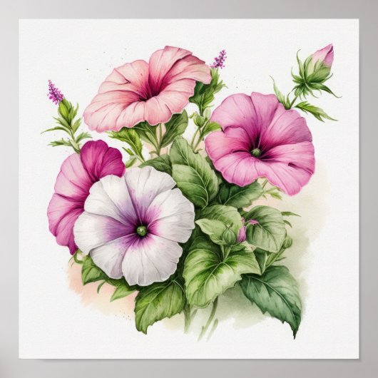 Pink Petunias Blume Art Print Poster (Vorne)