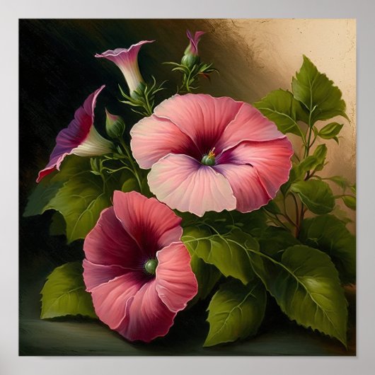 Pink Petunias Blume Art Print Poster (Vorne)