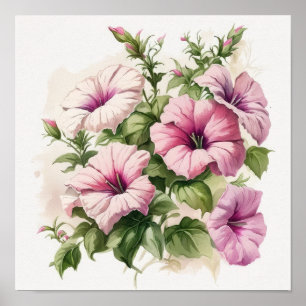 Pink Petunias Blume Art Print Poster