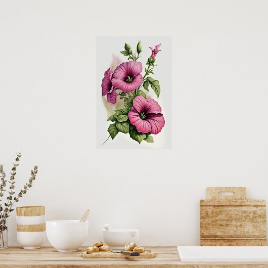 Pink Petunias Blume Art Print Poster (Küche)
