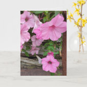 Pink Petunias Denken Sie an Sie Karte (Gelbe Blume)
