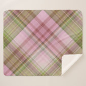 Pink Petunias Pink und Grün Kariert Sherpadecke (Vorderseite (Horizontal))