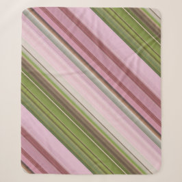 Pink Petunias Rosa und Grüner Streifen Sherpadecke