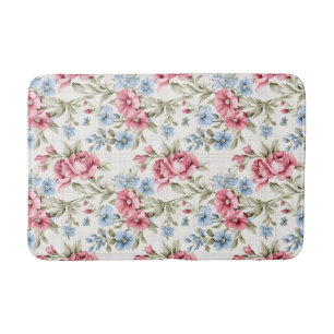 Pink Petunias und Sky Blue Daisies Badematte