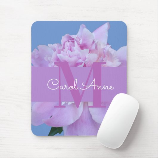 Pink Pey Lila Monogram Floral Mousepad (Mit Mouse)
