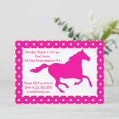 Pink-PferdeTupfen-Geburtstags-Einladung Einladung (Stehend Vorderseite)