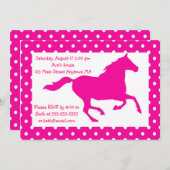 Pink-PferdeTupfen-Geburtstags-Einladung Einladung (Vorne/Hinten)