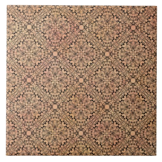 Pink, Pfirsich, Grau und Schwarzer Strick Fliese (Vorderseite)