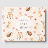 Pink pfirsichfarbene Waldtiere Kinderdusche Gästebuch (Vorderseite)