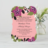 Pink Pflaume Tropical Floral Wedding Einladung (Stehend Vorderseite)