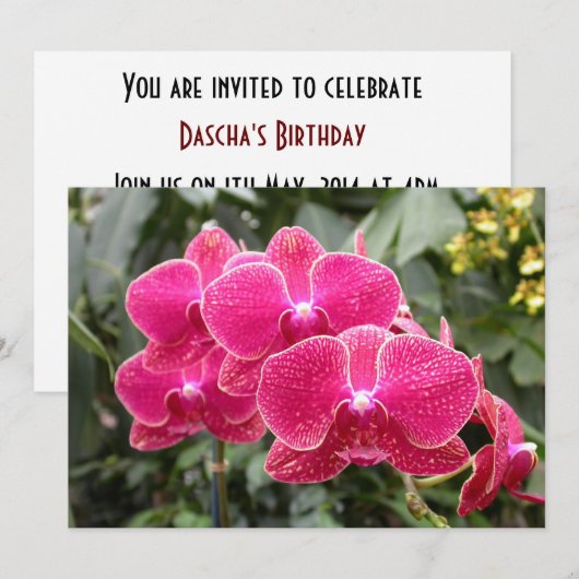 Pink Phaleonopsis Einladung (Vorne/Hinten)