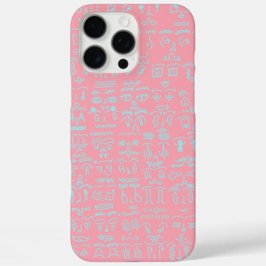 Pink Phone Case with Blue Doodle Pattern – Artisti (Rückseite)