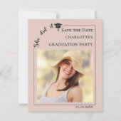 Pink Photo Graduation Party Save the Date card (Vorderseite)