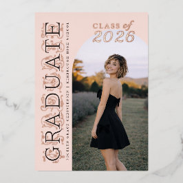 Pink Photo Graduation Rose Gold Foil Invitation Folieneinladung