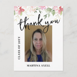Pink Photo Graduation Thank You  Postcard Postkarte