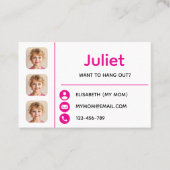 Pink Photo Kids Playdate Card Visitenkarte (Vorderseite)