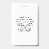 Pink Photo Logo Employee ID Ausweis (Rückseite)