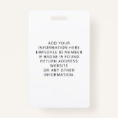 Pink Photo Logo Employee ID Ausweis (Rückseite)