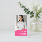 Pink Photo QR Code Logo Vertical Visitenkarte (Stehend Vorderseite)