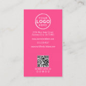 Pink Photo QR Code Logo Vertical Visitenkarte (Rückseite)