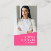 Pink Photo QR Code Logo Vertical Visitenkarte (Vorderseite)
