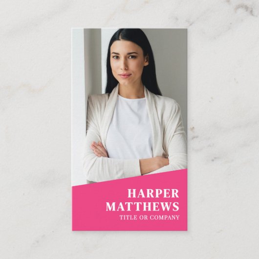 Pink Photo QR Code Vertical Visitenkarte (Vorderseite)