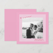 Pink Photo Wedding Save the Date Einladung (Vorne/Hinten)