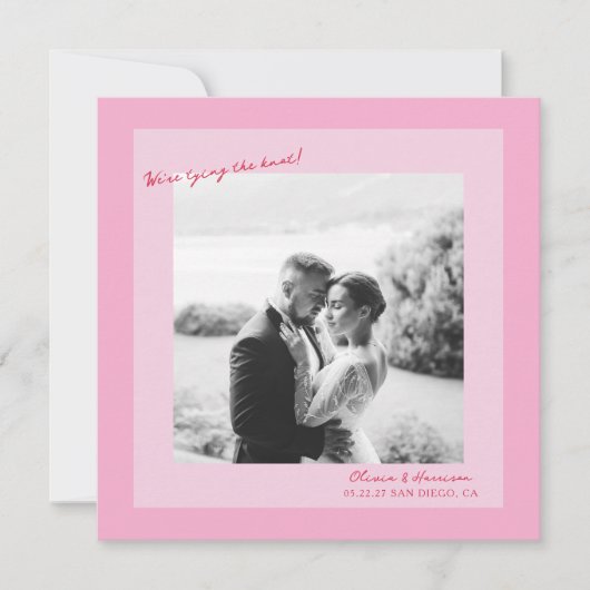 Pink Photo Wedding Save the Date Einladung (Vorderseite)
