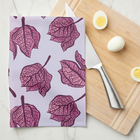 Pink Physalis Blume Muster Pastel Botanisch Geschirrtuch (Viertel Falte)