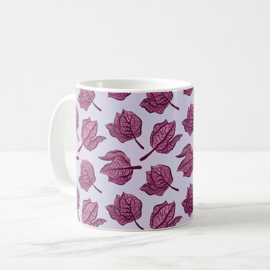 Pink Physalis Blume Muster Pastel Botanisch Kaffeetasse (Vorderseite Links)