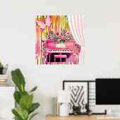 Pink Piano Aquarellbilder Poster (Heimbüro)