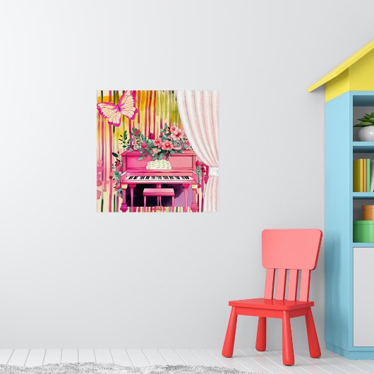Pink Piano Aquarellbilder Poster (Kinderzimmer 1)