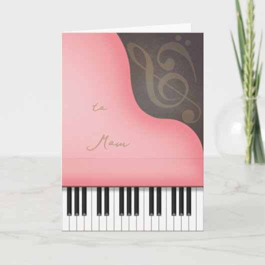 Pink Piano Mama oder Oma Mother's Day Custom Karte (Vorderseite)