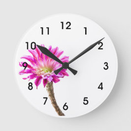 Pink Piazza Kaktus Blume in Blüte Runde Wanduhr
