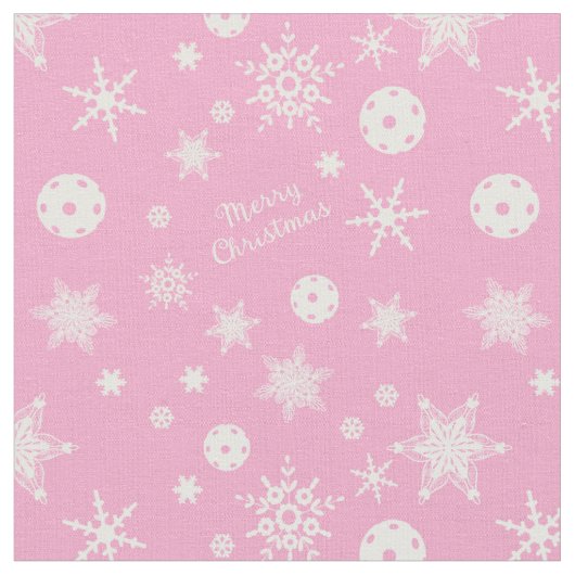  Pink 💟 Pickleball 🎄 Frohe Weihnachten  Stoff (Nahaufnahme)