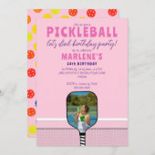 Pink Pickleball Paddle Foto Dink Birthday Party Einladung (Vorne/Hinten)