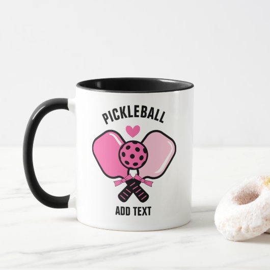 Pink Pickleball Paddle with Bow Tasse (Mit Donut)